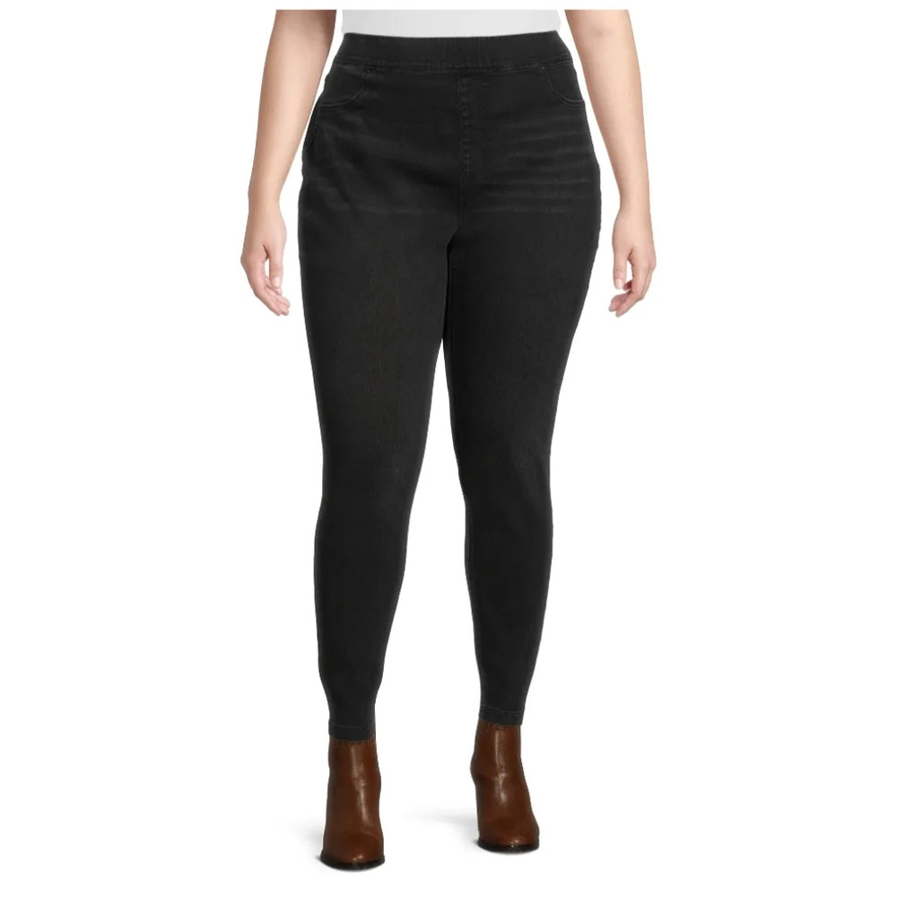 Terra & Sky Women's Plus Size 4X (28W-30W) Pull On Jegging Jeans Black NWT